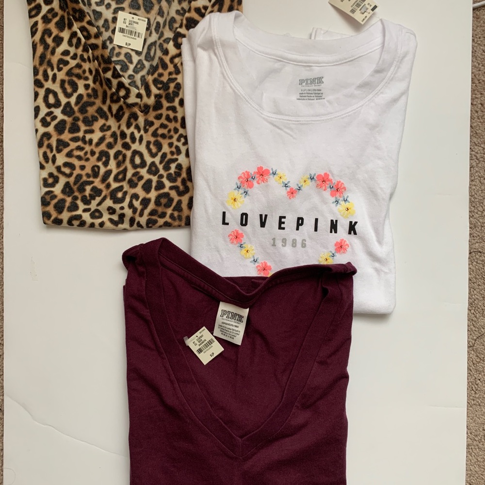 Pink Victoria's secret t-shirts nwt lot of 3 - Picture 1 of 4
